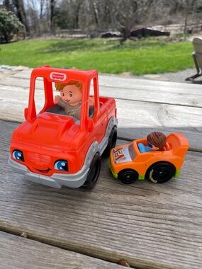Fisher-Price Red & Orange Toy Truck and Race Car Duo set of two